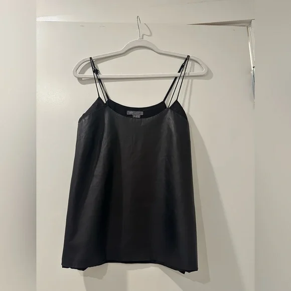Vince | Tops | Vince Black Tank With Faux Leather | Poshmark